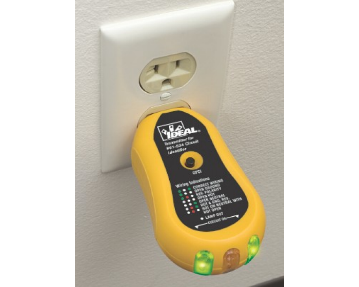 Ideal 61-534 Automatic Circuit Identifier w/Digital Receiver & GFCI Receptacle