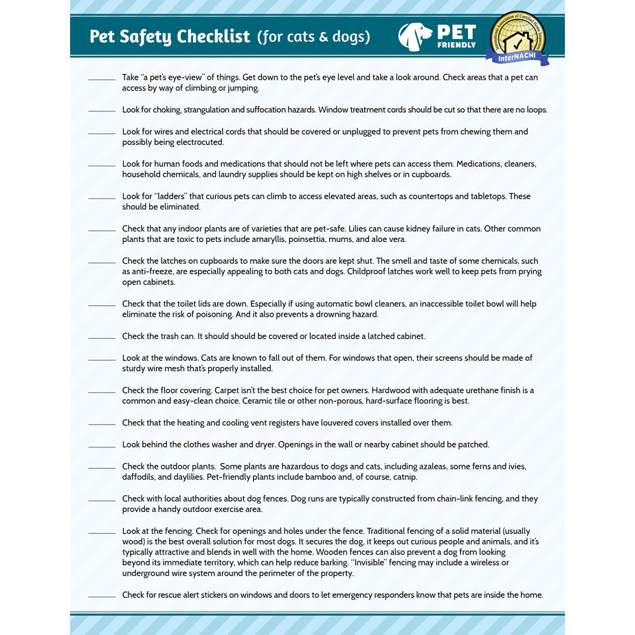 Checklist For Pet Sitter Checklist For Pet Sitter