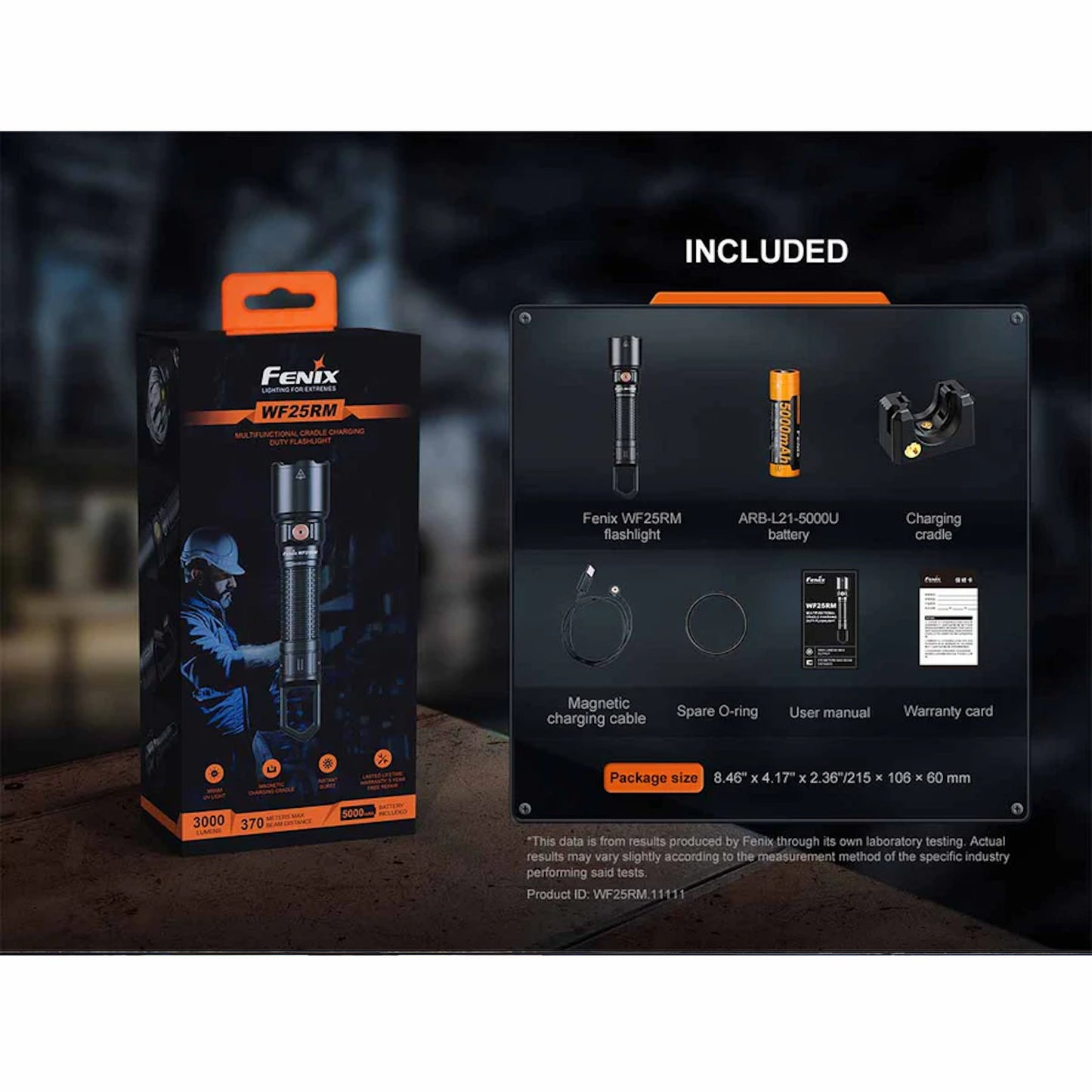 Fenix WF25RM Rechargeable Work Flashlight with Charging Dock