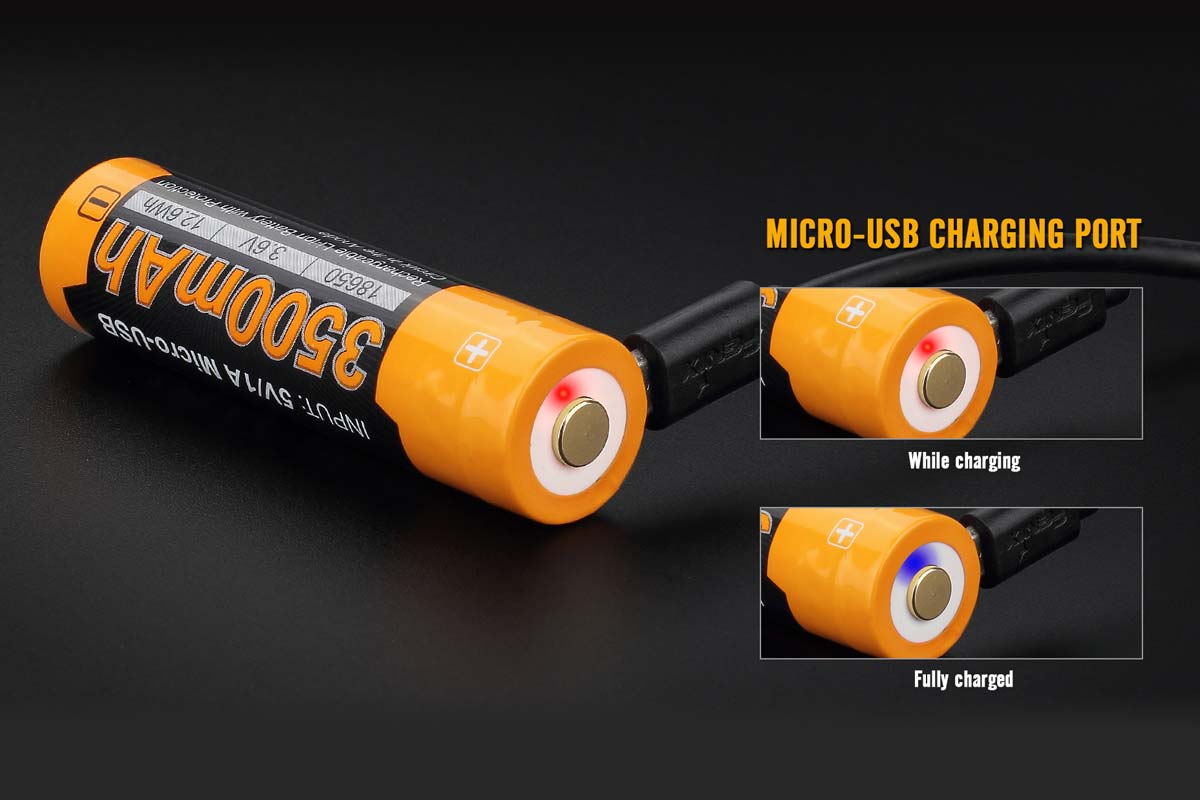 best usb rechargeable 18650 batteries for atactical a1s flashlight Fenix USB-Rechargeable 18650 Li-ion Battery